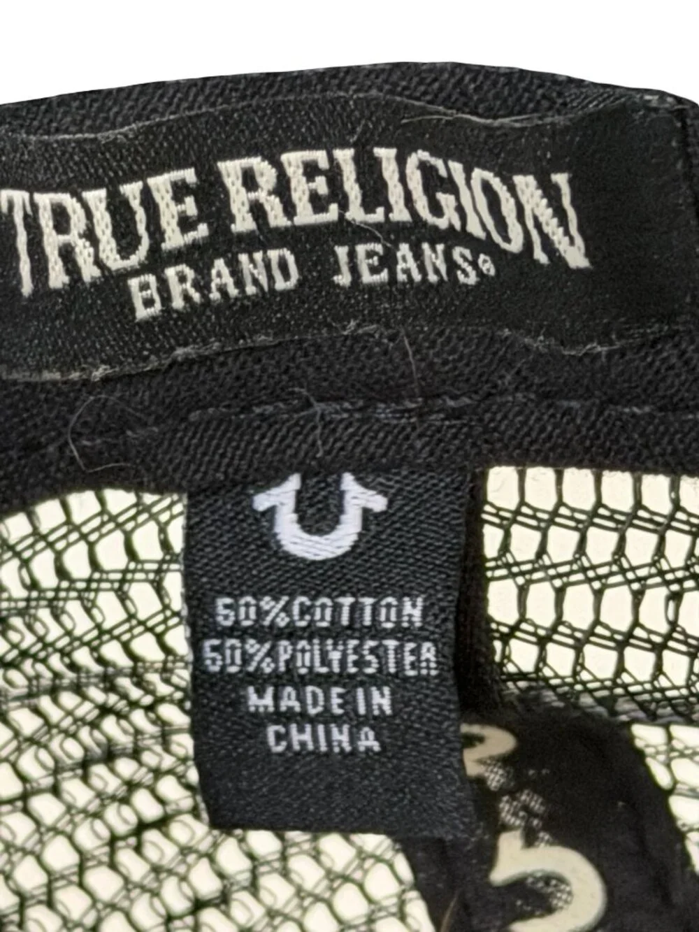 True Religion Brand Jeans Buddha Guitar Black Trucker Hat Snapback Cap